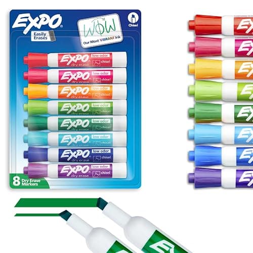 EXPO Dry Erase Markers, Low Odor Ink, Assorted Colors, Chisel Tip, 8 Count - Whiteboard, Calendar, Organization, Essential Supplies for Office, School, Classroom, Teachers - Image 1