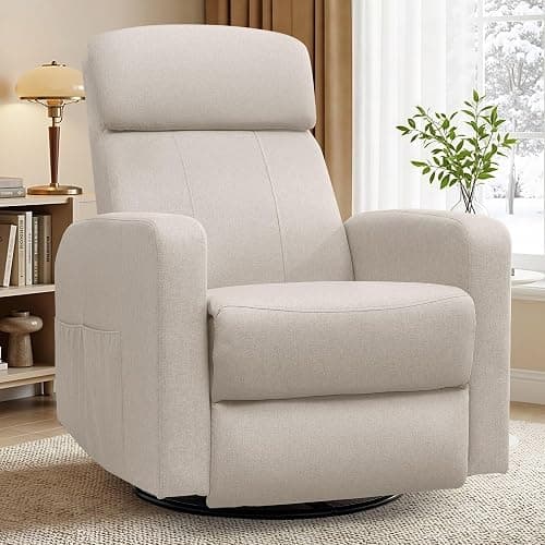 Korser Power Swivel Recliner Chairs for Adults, Electric Glider Rocking Chair Nursery, Glider Recliner Nursery Chair with Classified Side Pocket, Nursery Rocking Chairs with USB and Type-C Ports - Image 1