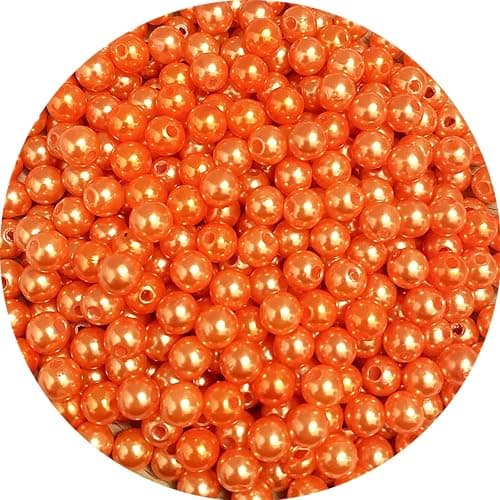 400pcs 8mm Pearl Beads Satin Luste Round Loose Plastic Pearl Craft Beads for Jewelry Making Earring Bracelet Necklace Key Chains Sewing Crafts Decoration (Orange) - Image 1