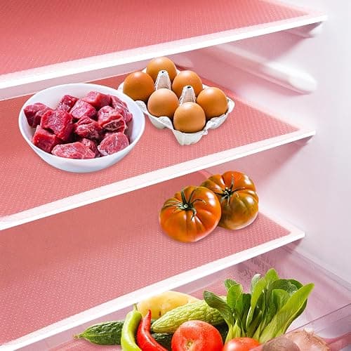 Daixers 10Pcs Refrigerator Liners, Washable Fridge Liner Shelf Mats Refrigerator Pads for Cupboard Cabinet Drawer Home Kitchen Accessories Organization (Pink) - 10pcs Pink - Image 1