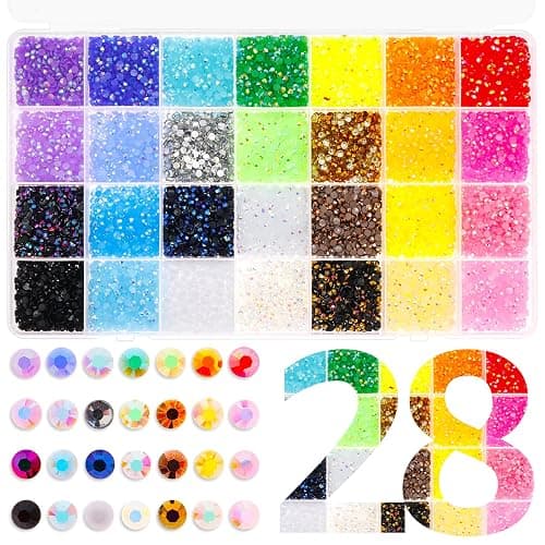 30000Pcs Bedazzling Kit, 28color Resin Jelly Rhinestones Gems Set for Bedazzling, 3mm Multi Color Flatback Rhinestones for Crafting Nail Diamond Art Cloth Shoes - Image 1