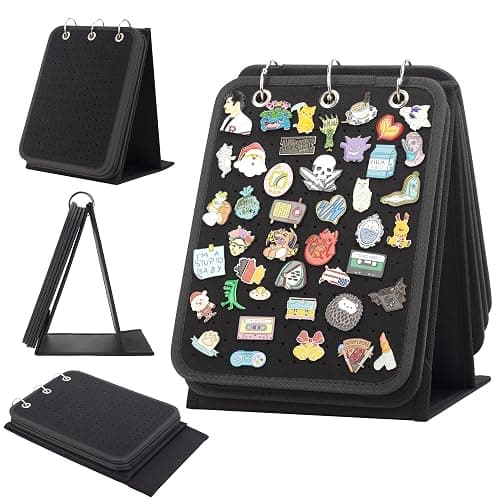 PACMAXI Pin Display Holder, Brooch Pin Organizer, Enamel Pin Display Pages for Store 240+ Pins, Pin Collection Storage Calendar Stand with 3 Binders and 5 Pages (Not Include Any Accessories) - Image 1
