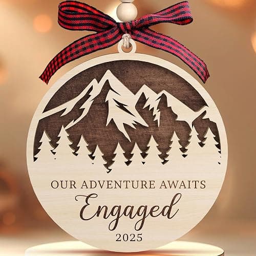 Pawzity Engagement Gifts for Couples - Gifts for Newly Engaged Couples - Engagement Gift for Her, Bride to Be, Couple - Just Engaged Gift for Her, Friends, Women - Wood Hanging Ornament 2025 - 02 Engagement - Image 1