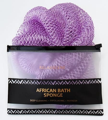 African Net Sponge Authentic - Real African Exfoliating Sponge with Knots - African Net Washcloths for Body Scrubber Exfoliator - Back Scrub for Shower - Lilac - Image 1