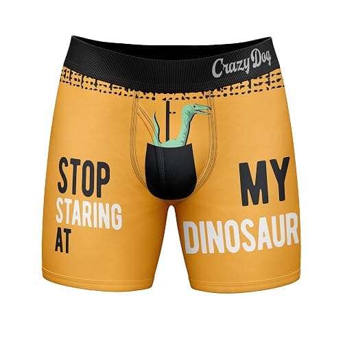Crazy Dog T-Shirts Mens Stop Staring At My Dinosaur Boxers Funny Sarcastic Sexual Joke Novelty Underwear for Guys - Image 1