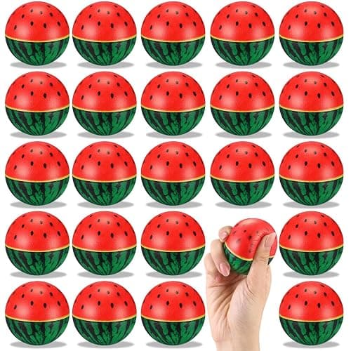 Teyva Daily 24 Pcs Watermelon Stress Balls Bulk 2.5 Inch Mini Foam Watermelon Squeeze Balls Stress Relieve Fidget Toy Decoration One in a Melon for Summer Fruit Birthday Pool Celebration Favors - Image 1