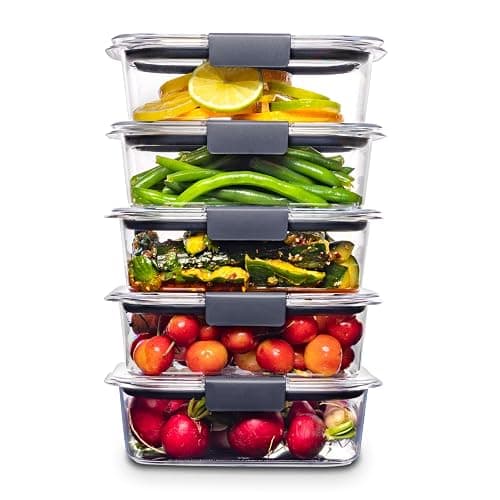 Rubbermaid Brilliance Food Storage Containers, BPA Free, Airtight Lids, Ideal for Lunch, Meal Prep & Leftovers, Set of 5 (3.2 Cup) - Set of 5 (3.2 Cup) Containers - Image 1