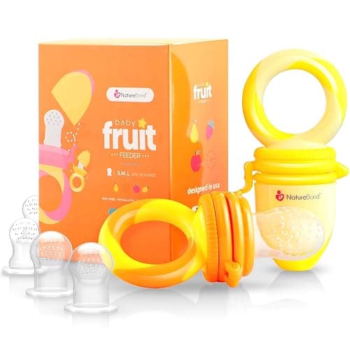 NatureBond Baby Food Feeder/Fruit Feeder Pacifier Nibbler (2 Pack) - Infant Teething Toy Teether Weaning in Appetizing Colors | + Additional Silicone Sacs - Image 1