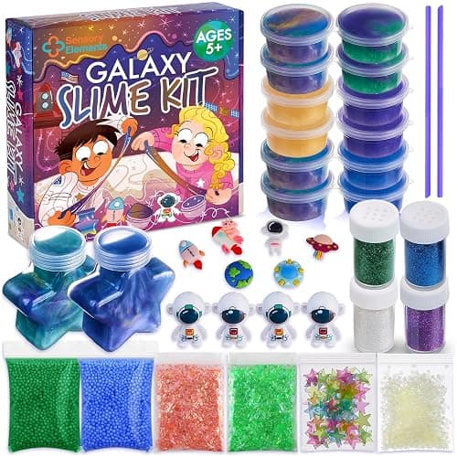 Galaxy Slime Kit for Boys & Girls - Colorful Premade Galaxy Slime for Kids, DIY Toy Slime Set with Glow in The Dark Stars, Idea for Christmas & Holiday, Boys & Girls Ages 5-12+ - Image 1
