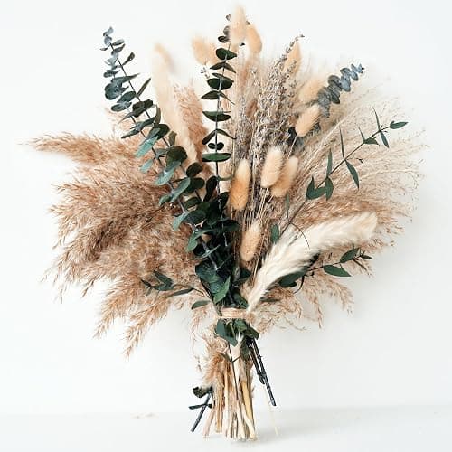 Green Pampas Grass Boho Bouquet – Exquisite Lavender and Eucalyptus Dried Flower Arrangements for Western Boho Decor – Rustic Flowers for Your Bohemian Home, Bedroom, and Wedding Table Décor - A - Image 1