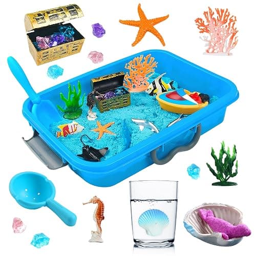 AGENTLAN Ocean Sensory Bin, Ocean Sensory Water Toys with Sea Animal for Toddlers Boys and Girls, Kids Toys Gift Sand Box for Age 3 4 5 6 7 8 - Image 1