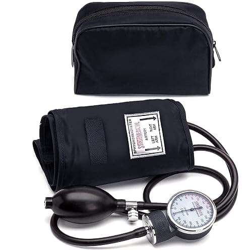 Santamedical Manual Blood Pressure Cuff - Adult Aneroid Sphygmomanometer | Deluxe Bp Cuff Monitor with Carrying Case and Adult Black Cuff - Stethoscope Not Included - Image 1
