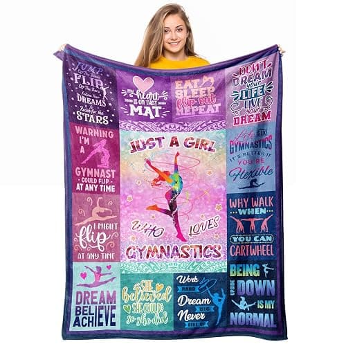 Loxezom Gymnastics Gifts for Girls, Girls Gymnastics Stuff Blanket Gifts, Gymnastics Christmas Birthday Gifts Throw Blanket 60" x 50" - Image 1