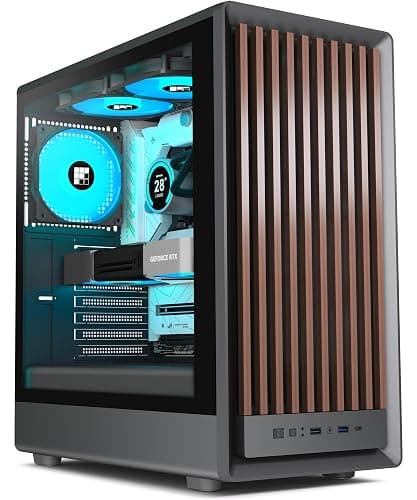 FOIFKIN M1 PC Case -Walnut Front pane Pre-Installed 4 PWM ARGB Fan, ATX Mid-Tower Gaming PC Case, with Type-C,FOIFKIN (Black, M1) - Image 1