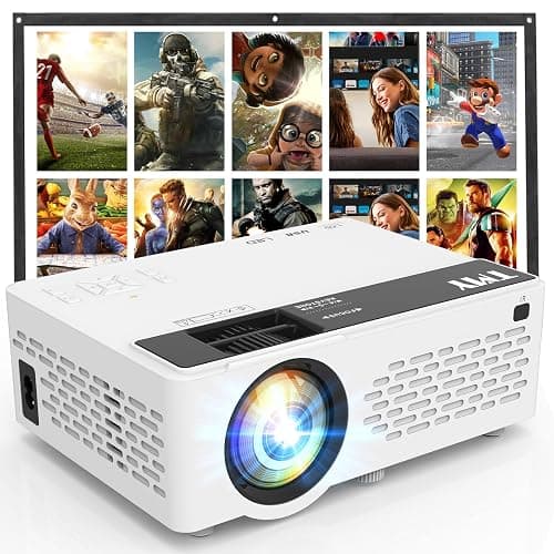 TMY 1080P Full HD Portable Mini Projector, Upgraded Bluetooth Movie Projector with Screen, Compatible with TV Stick Smartphone/HDMI/USB, Indoor & Outdoor Use - Image 1