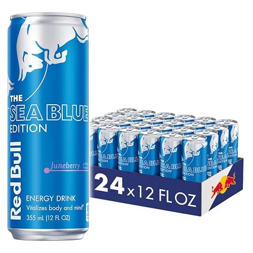 Red Bull Sea Blue Edition Energy Drink, Juneberry, with 114mg Caffeine plus Taurine & B Vitamins, 12 Fl Oz, Pack of 24 Cans - Image 1