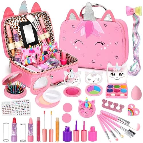 Heaning Kids Washable Makeup Girl Toys - Real Makeup Kit Kid Make up Set for Toddlers Children Princess Dress Up Christmas Birthday Gifts Toys for 3 4 5 6 7 8 9 10 11 12 Year Old Girls - Image 1