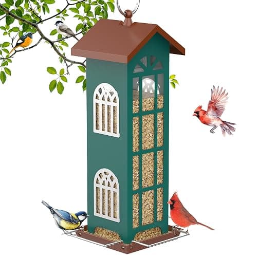 Metal Bird Feeder Bird Feeders for Outdoors Hanging,Waterproof and Rust-Proof,Easy Cleaning,Wild Bird Feeders Attracting Chickadees Goldfinches Cardinals Finches and Sparrows - Image 1