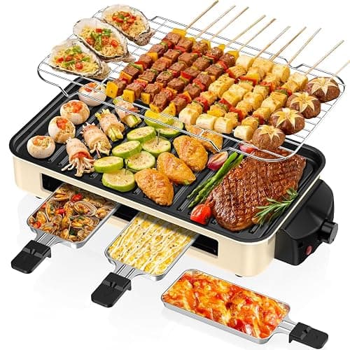 Electric Indoor Grill 1500W -2 in 1 Smokeless Indoor Grill for Kitchen with Non-stick Removable Grill & Griddle Plate,Temperature Control Korean BBQ Grill with 3 Cheese Pans Dishwasher Safe - Image 1