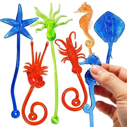 24PCS Ocean Animal Sticky Hand Toys - Stretchy Rubber Party Favors for Kids, Classroom Prizes, Goodie Bag Stuffers - Image 1