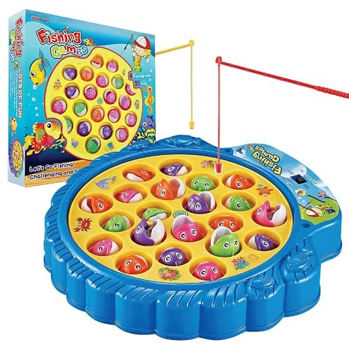 Haktoys Fishing Game for Kids & Toddlers – Battery-Operated Rotating Fishing Toy with 21 Fish, 4 Poles & Music On/Off Switch – Fun Educational Board Game for Boys & Girls - Image 1