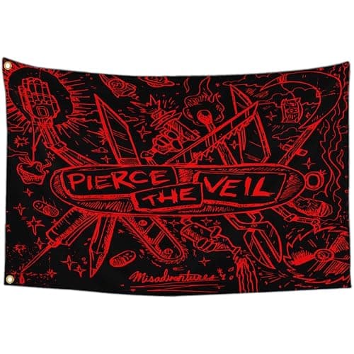 IOKEN Pierces the Veil Flag Tapestry Poster Banner 3x5 Ft Funny Flags for Teen Girls Room Bedroom College Dorm Meme Flags Man Cave Wall Art Decor Gifts - Image 1