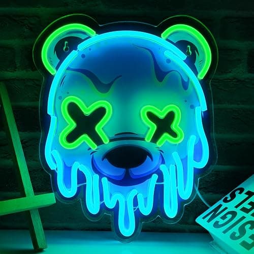Ice Bear Neon Sign, Cool Led Sign for Wall Decor - Usb Powered, Adjustable Brightness Anime Bear Led Light for Bedroom, Bar, Pub, Party, Man Cave Decor, Unique Gift for Teenage Boys - Image 1