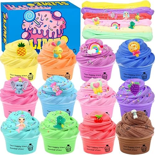uscan Cloud Slime Butter Slime Kit, Fluffy Slime for Kids Slimes Pack of 12, Slime Party Favors for Kids Slimes Kit for Girls Boys Easter Gifts for Kid Age 3 4 5 6 7 8 9 10+ (pack-01) - Image 1