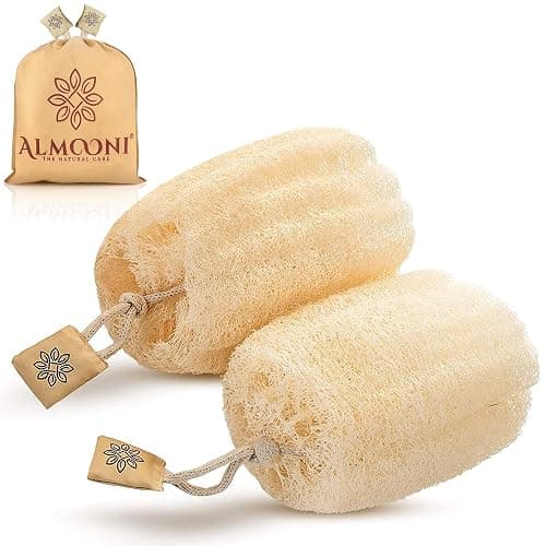 Almooni Egyptian Loofah Exfoliating Body Scrubber, Natural Real Egyptian Shower Loofah Sponge Body Scrubber for Women and Men, for Body and Face That Will Get You Clean - 2 Count (1 Pack) - Image 1