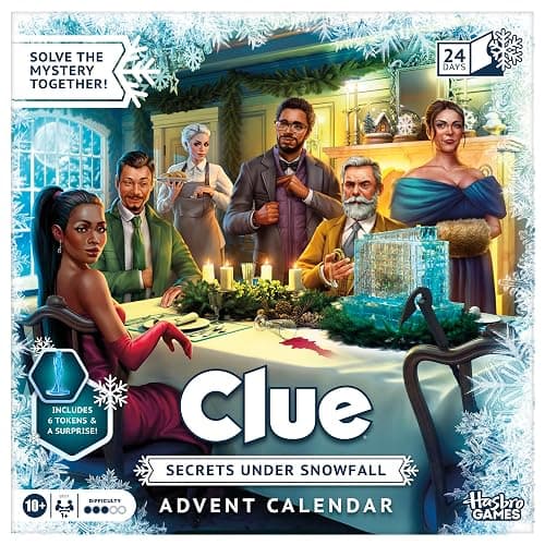 Clue Advent Calendar: Secrets Under Snowfall | 24 Days | Family Mystery Games | with 6 Winter-Themed Tokens and Surprise | Ages 10+ | 1+ Players - Image 1