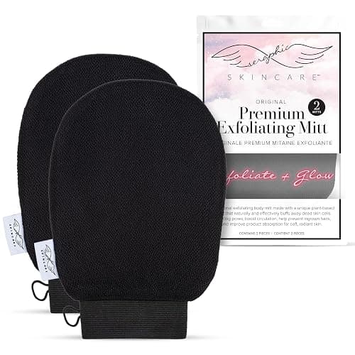 Seraphic Skincare Original Premium Exfoliating Mitt for Body (2pc) – 100% Vegan Viscose Traditional Body Scrub Glove Kessa Korean Washcloth – Body Exfoliator for Self-Tan Removal & Keratosis Pilaris - Image 1