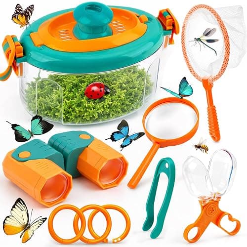 TOY Life Bug Catcher for Kids Outdoor Toys with Butterfly Net, Kids Binoculars, Magnifying Glass, Bug Habitat with Magnified Viewer & Bug Toys Tweezers, Insects Bug Catching Kit Outdoor Explorer Kit - Image 1