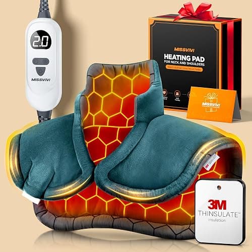 Graphene-Infused Instant Heating Pad with 3M Thinsulate, Ergonomic Weighted Heating Pad for Neck and Shoulders and Back, Heated Neck Wrap w/ 6 Heat Options 4 Auto Timer, Christmas Gifts for Women Men - Image 1