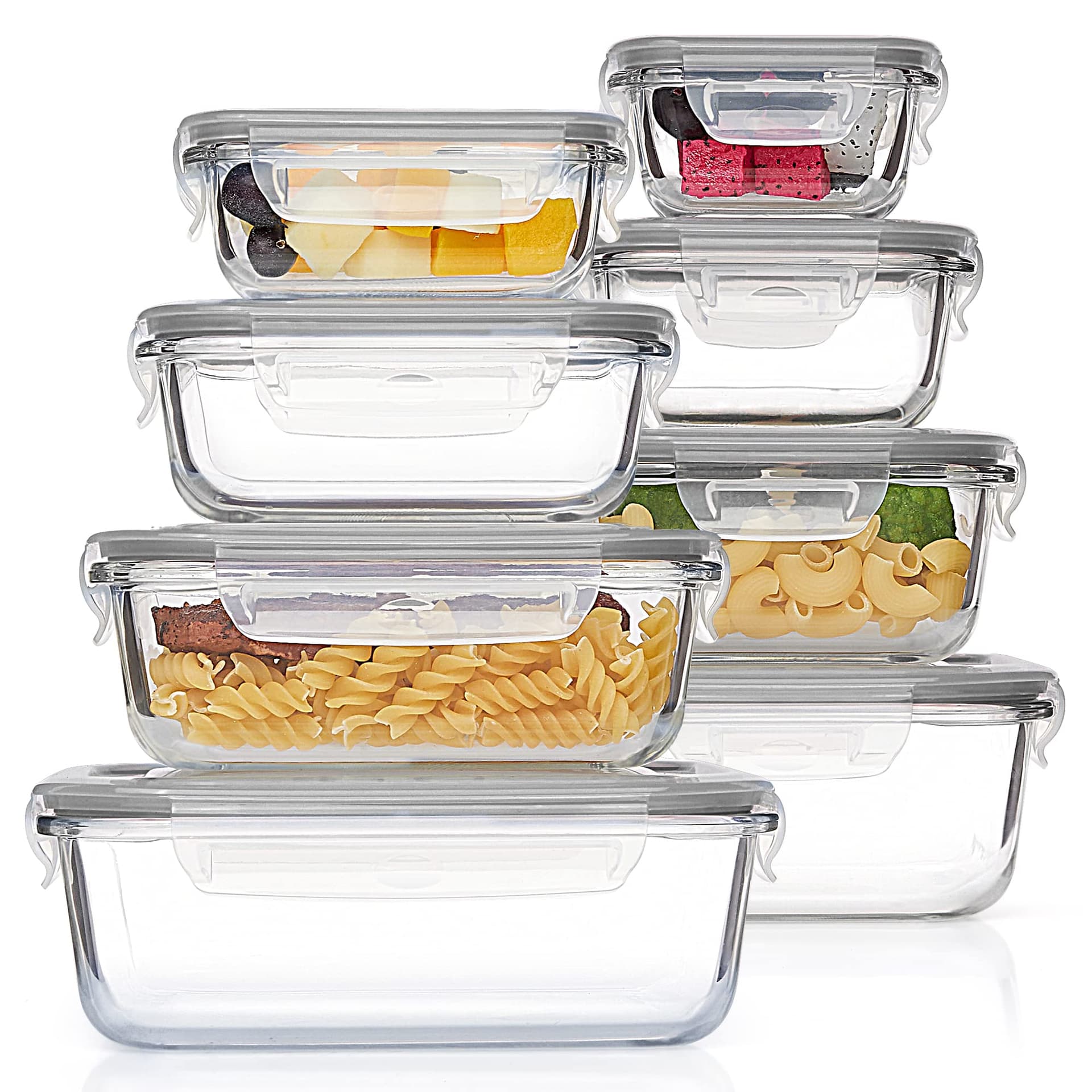 Vtopmart 8 Pack Glass Food Storage Containers with Airtight Lids, Meal Prep Containers, Bento Boxes for Lunch, for Microwave, Oven, Freezer and Dishwasher, BPA Free - Image 1