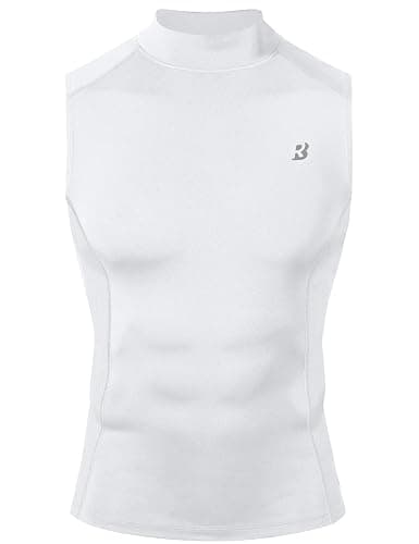 Roadbox Men's Sleeveless Turtleneck Compression Shirt, Athletic Tank Top | Mock Neck, Fitted Base Layer, 4 Way Stretch, Breathable Mesh, Moisture Wicking, Quick Dry, for Gym Workout Running - Image 1