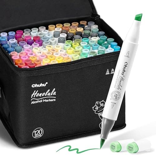 Ohuhu Alcohol Brush Markers 120-Color, Brush& Chisel Dual Tips Sketch Marker for Adults Artists, Alcohol-Based Art Markers w/ 1 Blender for Sketching Illustration, Adult Coloring Book Art Pen Gifts - Image 1