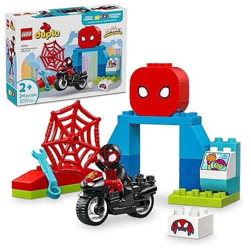 LEGO DUPLO Marvel Spin’s Motorcycle Adventure Fantasy Playset, Based on Spidey and His Amazing Friends TV Show, Build-and-Rebuild, Toddler Toys, Preschool Motorcycle Toy for Kids' Ages 2 and Up, 10424 - Image 1