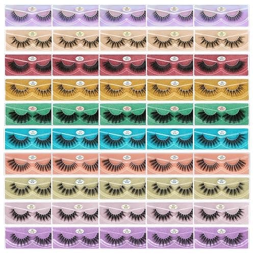 FARRED Wholesale Faux Mink Lashes Bulk 50 Boxes 10 Styles Eyelashes Volume Lashes 10 Portable Individual Boxes 10-20mm Mixed Natural Look Lash 3D False Eyelashes - Image 1