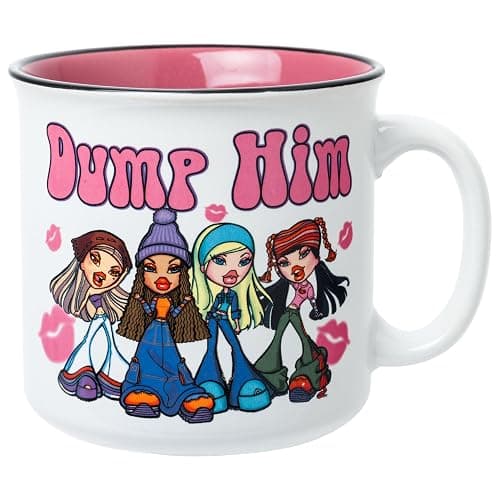 Silver Buffalo Bratz “Dump Him” Featuring Sasha, Yasmin, Cloe, and Jade Ceramic Camper Mug, 20 Ounces - Image 1