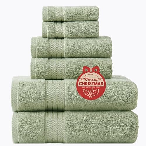 COZYART Sage Green Bath Towel Set for Bathroom Turkish Cotton Thick Soft Absorbent Durable 650 GSM Towel Sets of 6, 2 Large Bath Towels, 2 Hand Towels, 2 Washclothes - Image 1