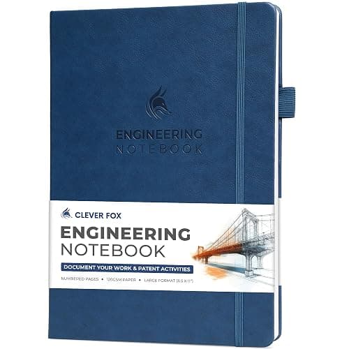 Clever Fox Engineering Notebook – Hardcover Grid Notebook with Numbered Pages, Table of Contents – Patent, Lab & Invention Journal for Engineers & STEM (Dark Blue) - Image 1