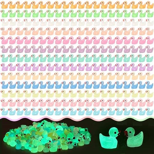GADIEDIE 260pcs Luminous Mini Resin Ducks,Glow in The Dark Tiny Duck for Home Hide Prank Game Dollhouse Decor Aquarium Potted Miniature Landscape DIY Ornament - Image 1