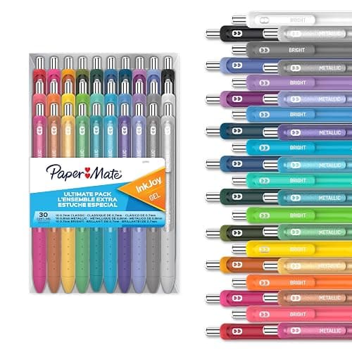 Paper Mate InkJoy Gel Pens Ultimate Pack, Retractable Pens, Featuring Classic, Bright!, and Metallic Pens, Assorted, 30 Count - Image 1