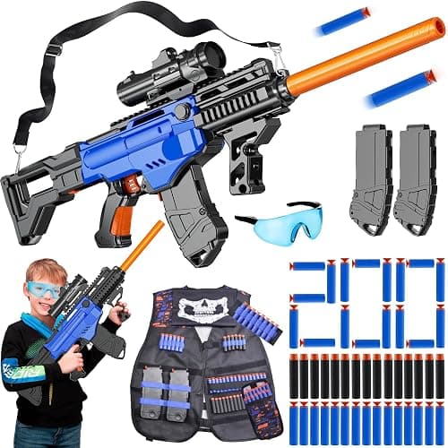 Toy Gun Automatic Sniper Rifle with Lanyard, Electric Realistic Toy Foam Blasters- 200 Darts, Tactical Vest Set, Scope and 2 Clips, Cool Toys for Kids Ages 8-12, Birthday Xmas Gifts for Boys - Image 1