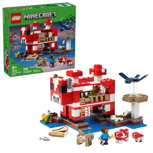 LEGO Minecraft The Mooshroom House Toy Figures and Playset - Building Minecraft Toy for Kids, Boys and Girls, Ages 8+ - with Steve and Other Figures for Pretend Play - Gift Idea for Birthdays - 21270 - Image 1
