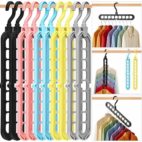 HEYHOUSE Closet Organizers and Storage,College Dorm Room Essentials,Pack of 10 Multifunctional Organizer Magic Space Saving Hangers with 9 Holes Storage Organization for Wardrobe Closet - Image 1