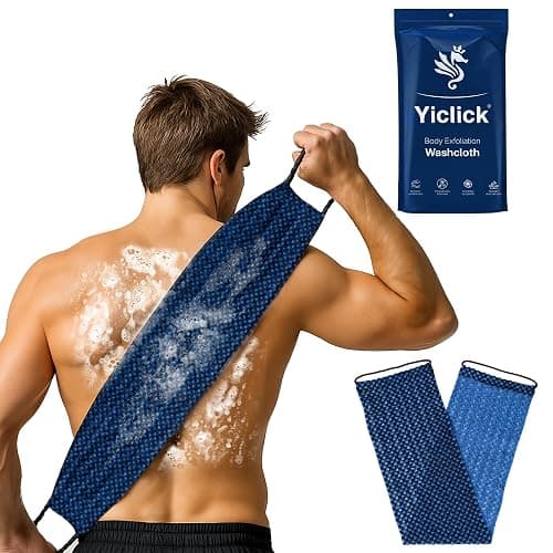 Yiclick Dual-Textured Exfoliating Washcloth Towel - Back Scrubber for Use in Shower Bath, Exfoliating Body Scrubber Exfoliator, Japanese Exfoliate Loofah Lufa Sponge Wash Cloth for Women Men - Image 1