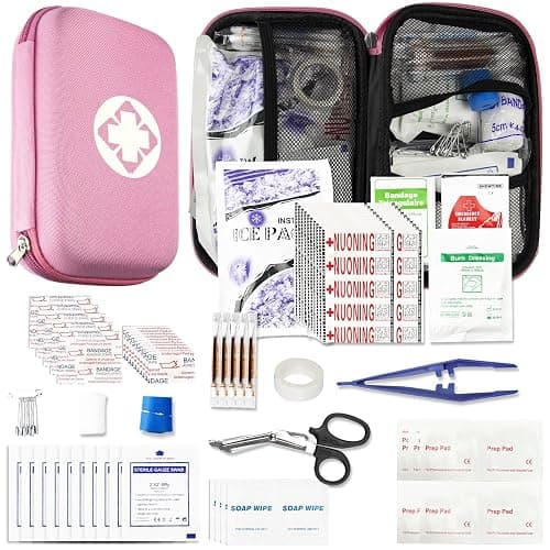 277PCS Compact Emergency First Aid Kit for Car Business Travel Size Backpacking Gear Bag Camping Essentials Survival Kit Supplies for Road Trips, Hiking, Outdoor Play Pink AMORNING - Image 1