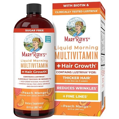 MaryRuth's Liquid Multivitamin+Hair Growth | Clinically Tested for Thicker Hair & Facial Wrinkles in Women | Biotin 10000mcg | Lustriva Hair Growth Supplement | Skin Care | Age 18+ | 30 Fl Oz - Image 1
