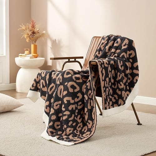 Snuggle Sac Black Leopard Throw Blanket for Couch - Ultra Soft Warm Reversible Plush Cheetah Blanket, Leopard Pattern Throw for Sofa & Bed, Black Leopard, 50x60 inches - Image 1
